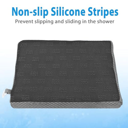 AEROiVi Shower Seat Cushion Non-Slip Silicone Bottom 3D Mesh Washable Gray | Soft Shower Chair Cushion for Benches Quick Drying Washable Mat 3D Mesh Pad with Hook Design Elderly Handicap Disabled - size: Gray