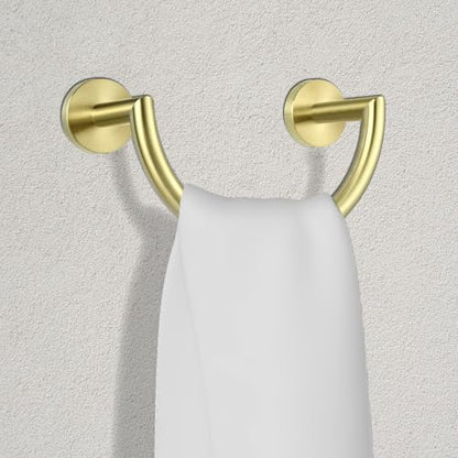 HouseAid Stainless Steel Towel Ring for Bathroom, Hand Towel Holder, Modern Semi-Circular Hand Towel Rack, Wall Mounted, Brushed Gold - color: Brushed Gold