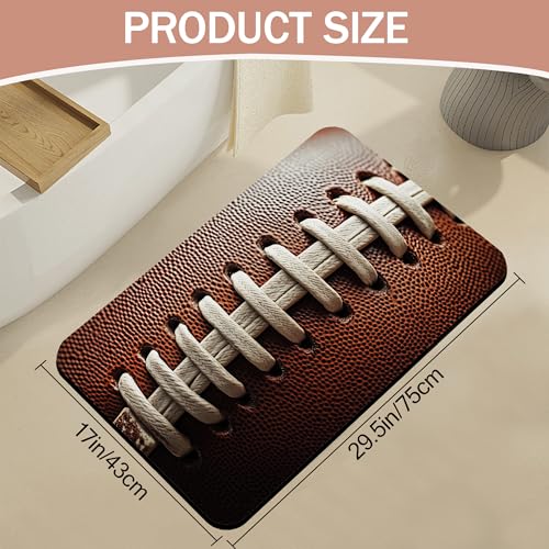Football Texture Bathroom Rugs,Bath Mats for Bathroom,Laces Stripes Low Pile Absorbent Bath Mat,Rubber Backing Non Slip Washable Thin Quick Dry Door Mat 17x29.5 Inch - color: Football Texture,laces Stripes