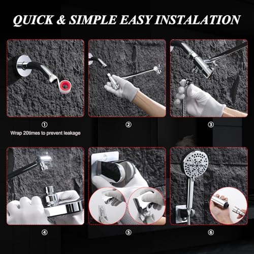 14 Inch Rainfall Shower Head with Handheld Sprayer Combo, High Pressure 10 Spray Settings Dual Shower Head System, Anti-Clog Nozzles Easy Install for Low Water Pressure Bathroom - style: Modern