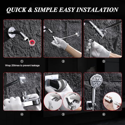 14 Inch Rainfall Shower Head with Handheld Sprayer Combo, High Pressure 10 Spray Settings Dual Shower Head System, Anti-Clog Nozzles Easy Install for Low Water Pressure Bathroom - style: Modern