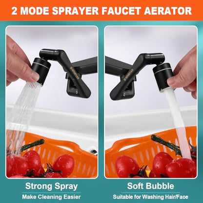 Spurtar 1440° Swivel Bathroom Faucet Extender | Fits G1/2" 55/64" 15/16" Threads | NOT fit for Delta, Moen, Kohler | 2-Spray Mode Faucet Aerator | Black (HHW0001BK) - color: 1PCS Black