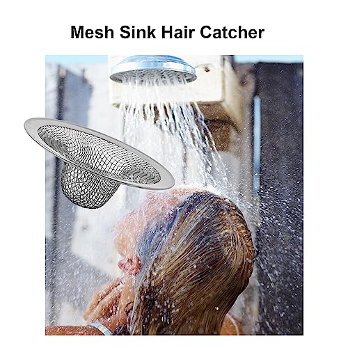 6-Pack Bathroom Mesh Sink Drain Strainer - 2.12" Top / 1" Small Stainless Steel Hair Basket Catcher for Bathroom Sink, Lavatory, Balcony, Utility, RV, Floor Drain