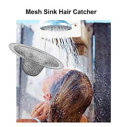 6-Pack Bathroom Mesh Sink Drain Strainer - 2.12" Top / 1" Small Stainless Steel Hair Basket Catcher for Bathroom Sink, Lavatory, Balcony, Utility, RV, Floor Drain