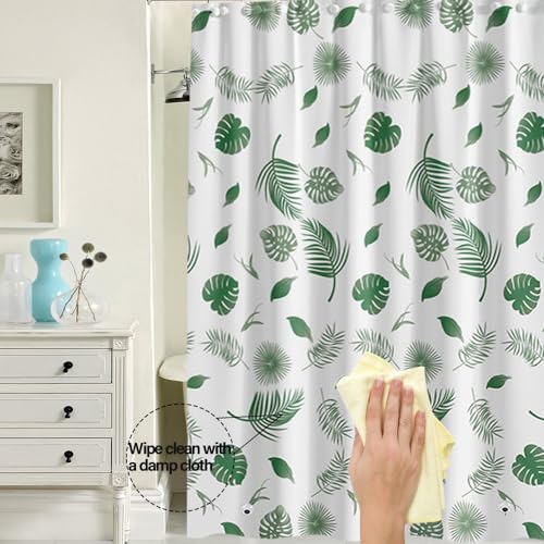 Plastic Shower Liner - Premium PEVA 4G Shower Curtain Liner with Rustproof Grommets and 3 Weighted Magnets, Waterproof Shower Curtains for Bathroom (Green Leaf) - color: Green Leaf, size: 71"W x 71"L (Pack of 1)