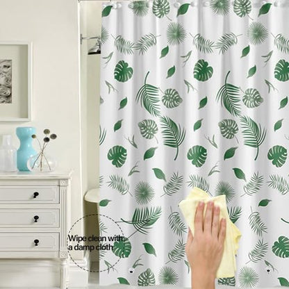 Plastic Shower Liner - Premium PEVA 4G Shower Curtain Liner with Rustproof Grommets and 3 Weighted Magnets, Waterproof Shower Curtains for Bathroom (Green Leaf) - color: Green Leaf, size: 71"W x 71"L (Pack of 1)