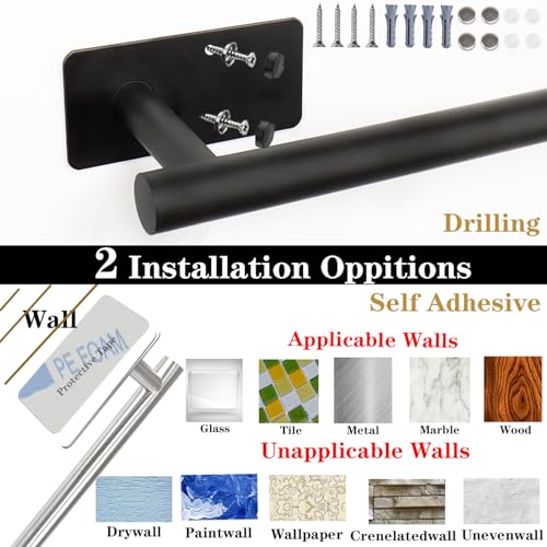 5 Pcs Self Adhesive Bathroom Hardware Set, Stainless Steel Towel Rack Set Include Adjustable 24In Bath Towel Bar+Toilet Paper Holder+3 Towel/Robe Hooks Bathroom Accessory Kit(Brushed Nickel) - color: Brushed Nickel, size: 24 In-5 Pcs