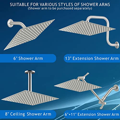 Voolan Rain Shower head, High Pressure Shower Head Made of 304 Stainless Steel, Relaxed Shower Experience Even at Low Water Flow and Pressure (10" Brushed Nickel) - color: Brushed Nickel, size: 10 Inch