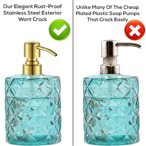 Gold Soap Dispenser Pump Replacement - Brushed Finish 304 Stainless Steel Hand Lotion Soap and Liquid Dispenser Pumps Replacement for Regular Mouth Bottles, Standard 28/400 Neck Size,2 Pack - color: Brushed Finish-gold, size: 2pcs