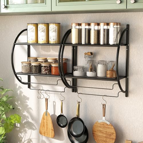 Tangkula 2-Tier Chrome Bathroom Shelf, Modern Wall-Mounted, 18" W x 10" D x 22" H, Towel Rails & Tiered Shelves, Rustproof, Heavy Duty (Black) - color: Black