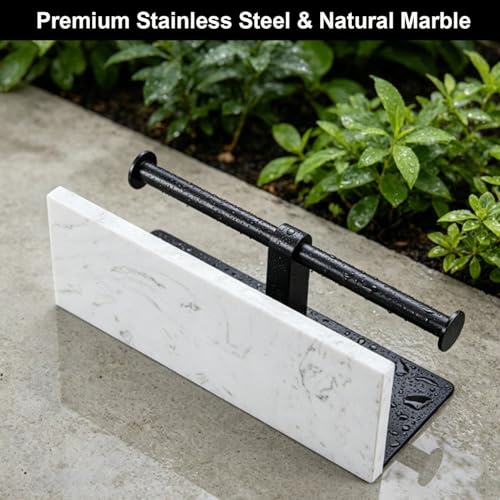 Matte Black Toilet Paper Holder Wall Mount, NEWRAIN Rustproof Commercial Double Toilet Tissue Holder with Marble Phone Shelf, Stainless Steel Toilet Roll Holder for Bathroom, Washroom, Hotel, RV - color: Matte Black, style: Marble