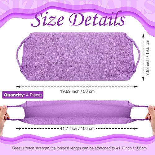 Moukeren Exfoliating Back Scrubber with Handles 4 Pack Nylon Back Exfoliator Extended Length Washers Scrubbers Stretchable Pull Strap Exfoliating Washcloth(Pink,Blue,Fluorescent Green,Purple) - color: Pink, Blue, Fluorescent Green, Purple