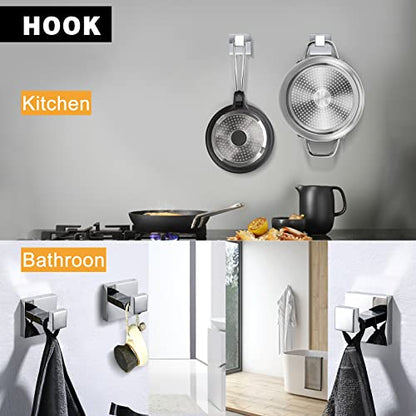 Bathroom Towel Bar Set Toilet Paper Holder with Shelf, Polished Chrome Bathroom Accessories Set, 23.6 Inch Towel Bar Towel Ring Towel Hook 5-Piece Bathroom Hardware Set - color: Polished Chrome