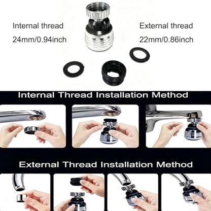 360° Rotate Swivel Water Saving Tap Aerator Diffuser Faucet Nozzle Filter Adapter, Fit M22 M24 Kitchen Sink & Utility Faucets