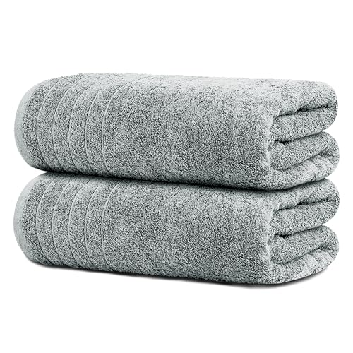 2 Piece Extra Large Bath Sheets 35 x 70 Inches, Cool Grey | 100% Cotton, Larger & Lighter Weight, Quicker to Dry, Super Soft & Absorbent, Oversized Bath Towels - color: Cool Grey