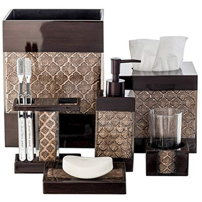 Creative Scents Dahlia Brown Bathroom Trash Can 1.98 Gal / 7.5L - Small Waste Basket for Bathroom - Durable Space Friendly Waste Bin - Decorative Wastebasket for Modern Room or Bedroom Decor