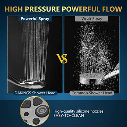 6 Spray Modes High Pressure Handheld Showerhead Set Upgraded | 5 Inches Shower Head with Handheld Spray Premium Chrome Handheld Shower Head 60 Inches Stainless Steel Hose-1-Min Install - color: ‎Premium Chrome