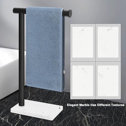 Hand Towel Holder, Hand Towel Stand for Bathroom with Marble Base, 304 Stainless Steel L Shape Hand Towel Rack Bar Standing for Vanity Kitchen Countertop, Matte Black - color: Matte Black