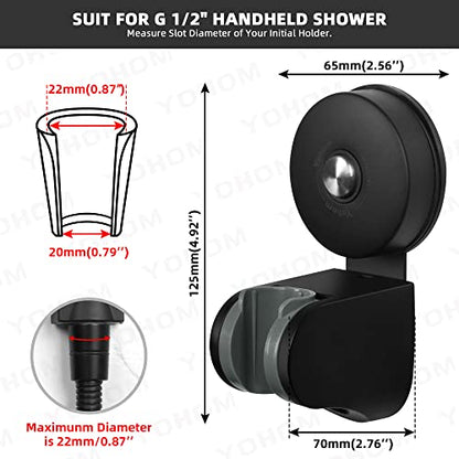 YOHOM Handheld Shower Head Holder Bracket Suction Cup Adjustable Stainless Steel Vacuum Shower Wand Hose Holder for Sprayer Nozzle Removable Bathroom Accessory Clip Wall Mount Matte Black - style: Matte Black