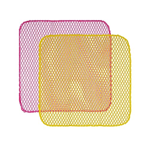 Dish Washing Net Scrubber 5pcs/ Innovative Mesh Cloth, Quick Dry - No More Sponges with Smell / 11.5 by 11.5 inches/Advanced Raw Material-Polypropylene 100% (Pink 5) - color: Pink5