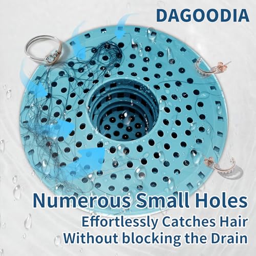 3Pcs Silicone Hair Catcher Shower Drain for Bathtub & Sink Trap/Strainer | 3 Pack Anti-Clog Collapsible Tub Protector Cover, Pet Hair Stopper fit 1 1/2" to 1 5/8'' Bathroom, Shower Stall & Sink Drains - color: Light Blue