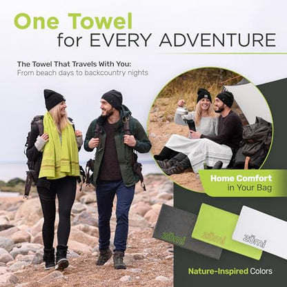 100% Cotton Quick Dry Large Travel Towel - Soft, Thin, Compact, Highly Absorbent, Lightweight Camping Towel for Beach, Gym, Bath, Shower, Swimming, Dorm, RV - White - color: Large White