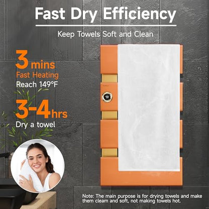 P&Dlusir X Series Heated Towel Rack, 4 Panel, Gold | Thermo Control and Timer (1-24h, On), Fast Heating and Drying, smart plug Compatible, Memory Function - color: Gold, size: 4 Panel