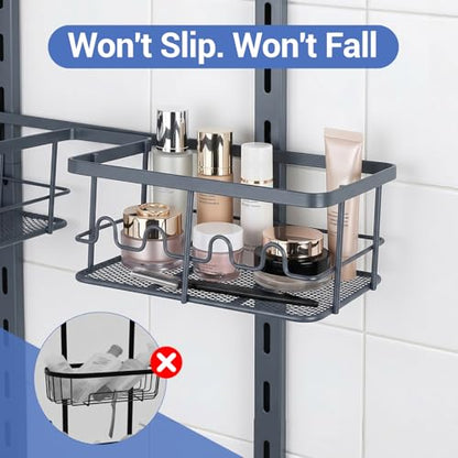 Extra Large Shower Caddy Hanging, Rust-Resistant Shower Organizer Hanging,3 Tier Height-Adjustable Over the Head Caddy,Rack with Soap Basket (Gray) - color: Gray
