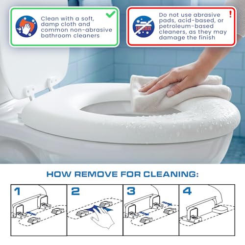 Plexon Soft Cushioned Toilet Seat, Elongated White, Slow-Close Lid & Seat, Quick-Release Hinge, Easy To Clean & Change - color: White, size: Elongated