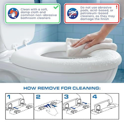 Plexon Soft Cushioned Toilet Seat, Elongated White, Slow-Close Lid & Seat, Quick-Release Hinge, Easy To Clean & Change - color: White, size: Elongated