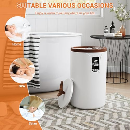 Towel Warmer for Bathroom, 20 L Capacity Large Towel Warmer Bucket with Timer Function, Temperature Adjustable, LED Display, Towel Dryer for Towels, Robes, Blankets - size: 12.8" (L) x 12.8" (W) x 21.4" (H)
