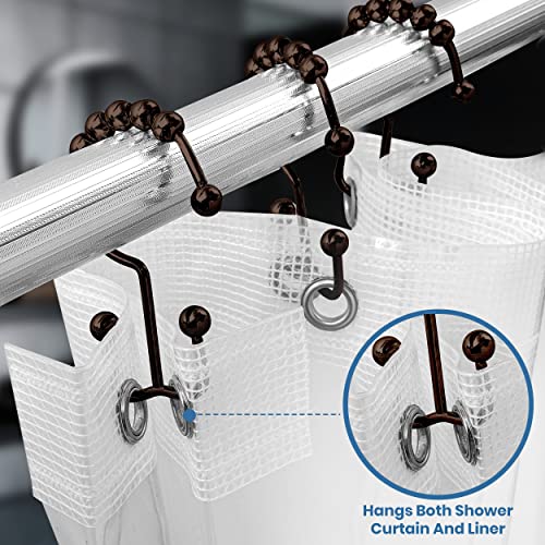 Utopia Bedding Double Glide Shower Curtain Hooks, 12 Pack, Bronze | Premium rust-resistant shower curtain rings provide reliable performance in bathrooms, guest rooms, and hotels - color: Bronze
