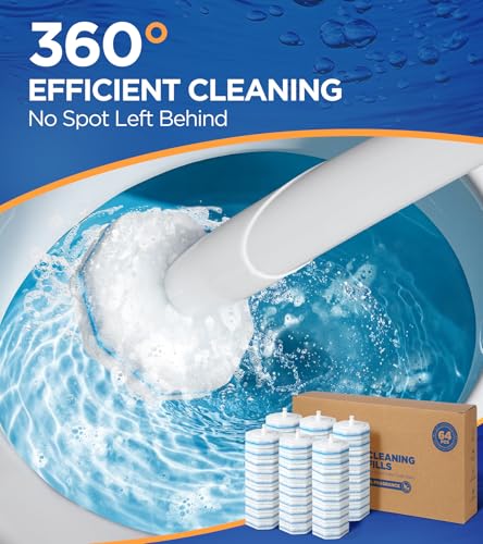 64 Count Refills for Clorox Toilet Wand, 5X Cleaning Power Toilet Bowl Cleaners with Exclusive Formula, High-Density Disposable Toilet Brush Scrubber - No Falling Apart, Fresh Fragrance