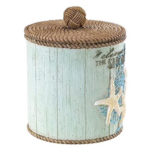 Avanti Linens - Covered Jar, Guest Bathroom Essentials, Coastal Inspired Bathroom Decor (Beachcomber Collection) - size: Covered Jar