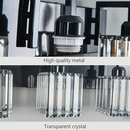 Modern Bathroom Vanity Light 3-Lights Plating Black Vanity Light Crystal Wall Light Bathroom Light Fixtures - color: Plating Black Crooked, size: 3-light