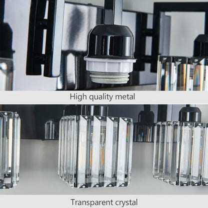 Modern Bathroom Vanity Light 3-Lights Plating Black Vanity Light Crystal Wall Light Bathroom Light Fixtures - color: Plating Black Crooked, size: 3-light