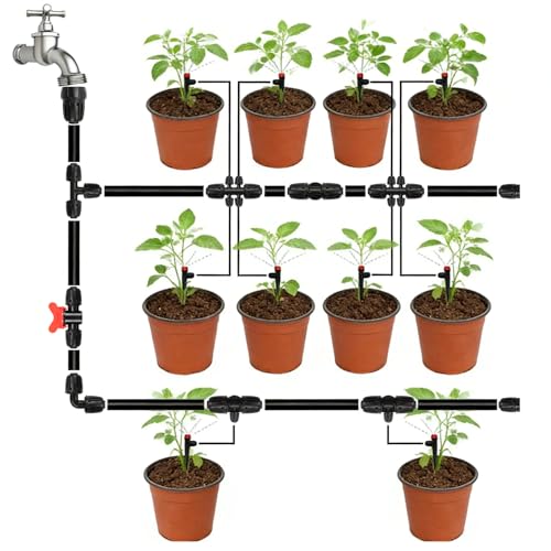 30 Pack 1/2 Inch Drip Irrigation Fittings Kit (1/2" ID x 0.6-0.65" OD), 1/2" Dripline Lock Nut Barbed Connectors - 4 Tees, 4 Couplings, 4 Elbows, 4 Valves, 6 Plugs, 3 Adapters, 5 Reducers - size: 1/2" Nut Fitting Kit-30P