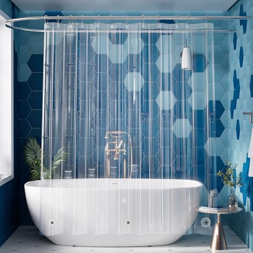 Titanker Clear Shower Curtain Liner, Plastic Shower Liner PEVA 72 x 72 Lightweight Waterproof Shower Curtains for Bathroom with Magnets and Rustproof Grommets - color: Clear, size: 72"W x 72"L (Pack of 1)