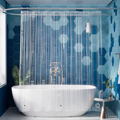 Titanker Clear Shower Curtain Liner, Plastic Shower Liner PEVA 72 x 72 Lightweight Waterproof Shower Curtains for Bathroom with Magnets and Rustproof Grommets - color: Clear, size: 72"W x 72"L (Pack of 1)