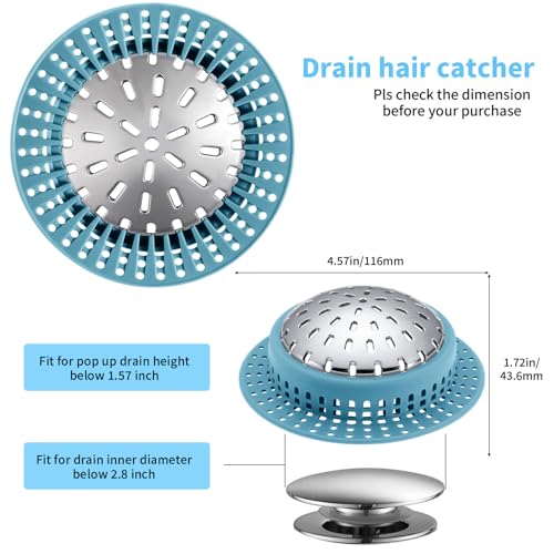 Aluvor Bathtub Drain Hair Catcher Shower Drain Cover Sink Drain Protector | Bathroom Sink & Bathtub Drain Strainer for Pop-Up & Regular Drains, sky blue - size: Large-Sky Blue