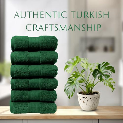 MAURA Hunter Green Hand Towels for Bathroom. Luxury Turkish Cotton Bath Hand Towels Set of 6. Ultra-Soft, Thick & Plush - Dark Green - color: Midnight Green, size: Hand Towel (6-Pack)