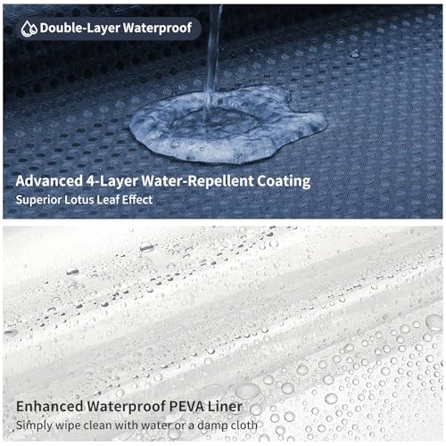 QiyI 3 in 1 Waffle Shower Curtain Set with Liner, Navy Blue, 72 x 72 | Shower Curtain and Liner Set with Hooks, Waterproof Bathroom Curtain with PEVA Liner & 12 Double Sided Clear Plastic Rings - color: Navy Blue, size: 72"W x 72"L (Pack of 1)