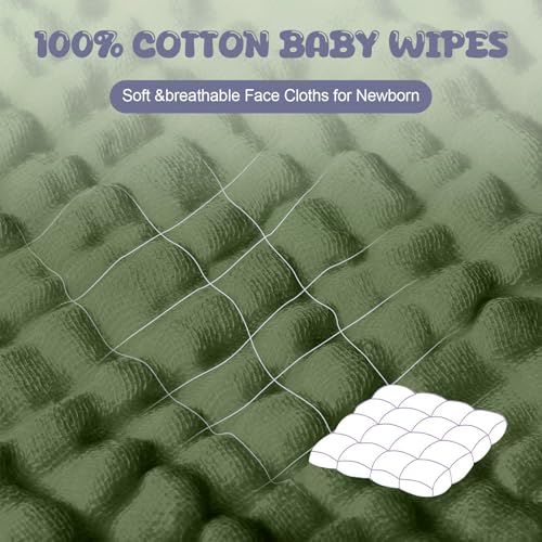 20 Pcs Baby Muslin Washcloth 12 x 12 Inch 100% Cotton Soft and Absorbent Muslin Washcloth Burp Cloth Wipe Newborn Face Towel for Baby Boy Girl Sensitive Skin(White, Light Green, Green) - color: White, Light Green, Green