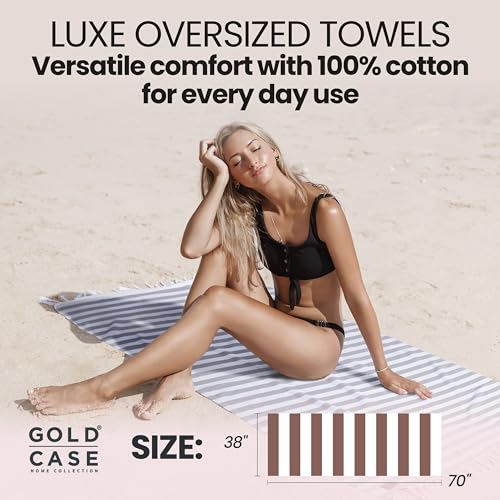 Gold CASE Turkish Beach Towel Set of 5 – 100% Cotton Beach Towels Oversized 70x38'' – MYRA Quick Dry Swim Towel – Lightweight Turkish Towels Set in Multi Dark - color: Multi Dark, size: Beach-Bath Towel Set of 5