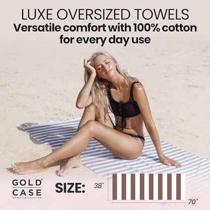 Gold CASE Turkish Beach Towel Set of 5 – 100% Cotton Beach Towels Oversized 70x38'' – MYRA Quick Dry Swim Towel – Lightweight Turkish Towels Set in Multi Dark - color: Multi Dark, size: Beach-Bath Towel Set of 5