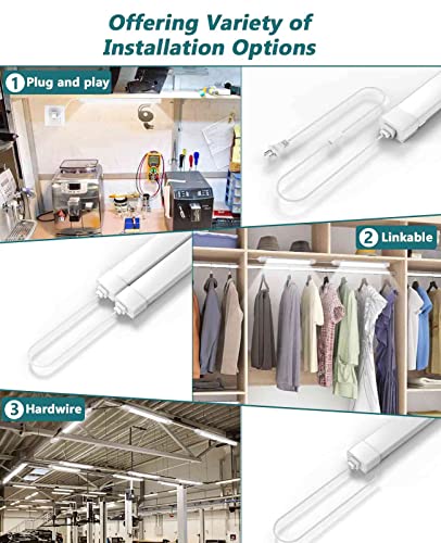 WNSNOU LED Shop Light With Plug, 4FT Waterproof Linkable Tube, 36W Cabinet Lighting 5000K Wired Electric Ceiling With ON/Off Switch, 4000LM Closet Light for Workshop, Room - size: 4FT-1PCS