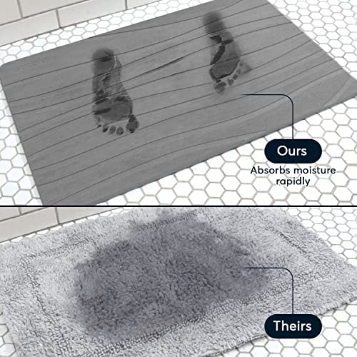 Stone Bath Mats for Bathroom, Dries in Seconds - Non-Slip, Gray, 2 Pack | Super absorbent, quick-drying & easy to clean. Natural material that lasts — restores with light sanding. - color: Grey - 2 Pack
