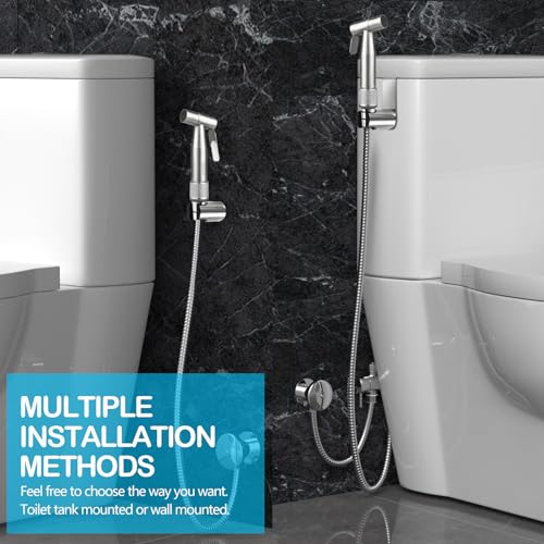 Blissland Bidet Sprayer for Toilet with Adjustable Water Pressure, Handheld Bidet Sprayer Kit- Stainless Steel（Don't‌ Use Teflon Tape for Installation）