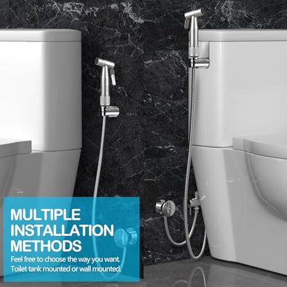 Blissland Bidet Sprayer for Toilet with Adjustable Water Pressure, Handheld Bidet Sprayer Kit- Stainless Steel（Don't‌ Use Teflon Tape for Installation）