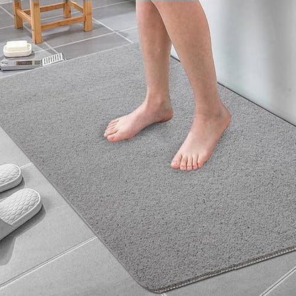 Extra Large Shower Mat, 58"x32" Large Shower Mat Non-Slip, Bathtub Mat Non-Slip, Quick Dry Bathtub Mats Soft PVC Loofah Trimmable Bathroom Rugs, Shower and Wet Areas for Tub and Bathroom,Grey - color: Grey, size: 58" x 32" (Rectangular)